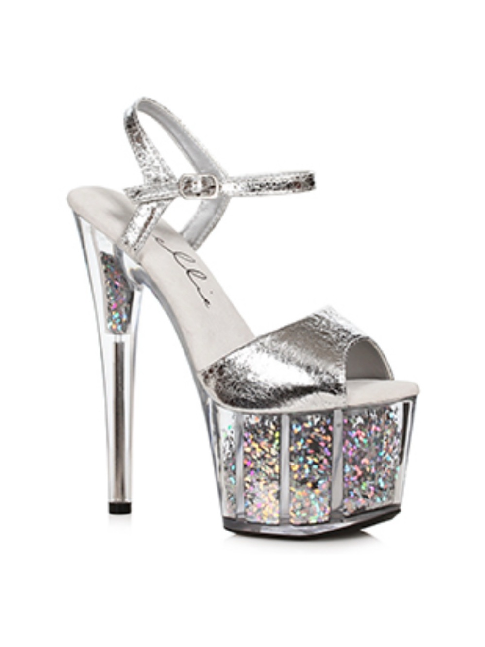 Ellie Shoes Zenya Silver Glitter Platform Heels Sz 9 NWT